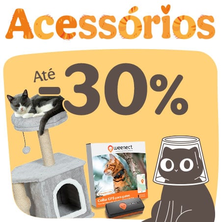 Até 30% de desconto em acessórios para gatos.