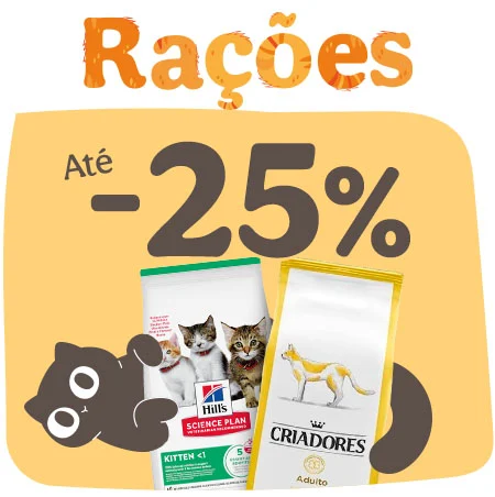 Até 25% de desconto em ração para gato.