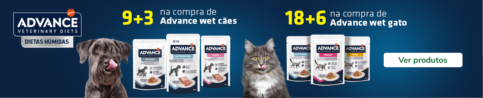 OFERTA: 6 ou 3 un. de comida húmida GRÁTIS com Advance