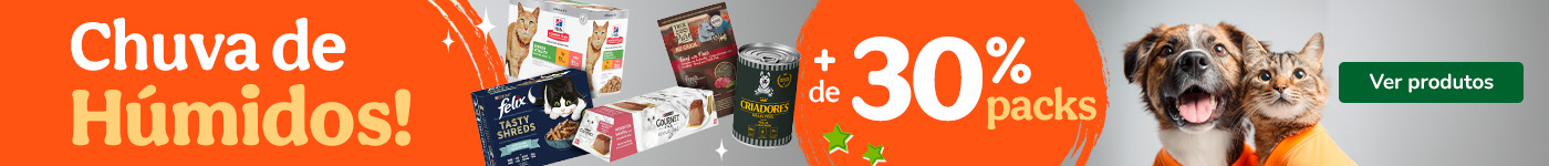 + de 30% de desconto em packs de alimento húmido para gato.