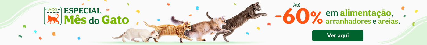Mês do Gato: até 60% de desconto em alimentação, areia e arranhadores para gatos.