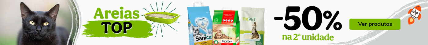 50% de desconto na 2ª unidade de areia para o seu gato.