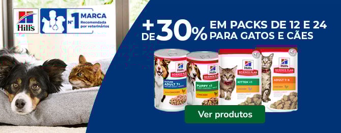 Poupe mais de 30% em grandes packs de comida húmida Hill’s para cães e gatos