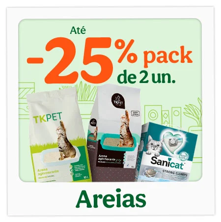 Até 25% de desconto em packs de 2 unidades de areia.