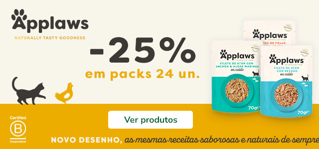 Applaws: 25% de desconto em packs de 24 unidades de húmidos para gato.