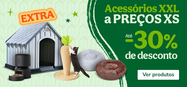 Até 30% de desconto numa seleção de acessórios para cão e gato.