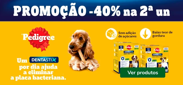 Dentastix: 40% de desconto na 2ª unidade de snacks para cão.