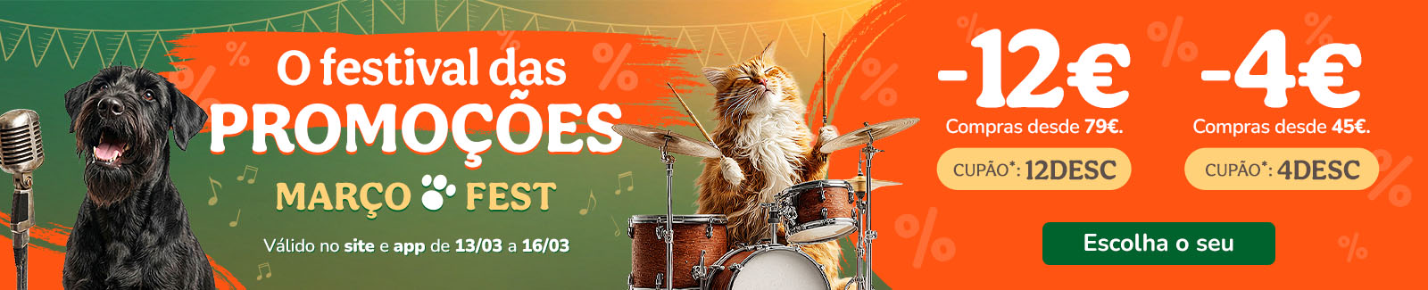 12&euro; de desconto na sua compra desde 79&euro; com o cup&atilde;o: 12DESC ou 4&euro; de desconto na sua compra desde 45&euro; com o cup&atilde;o: 4DESC.