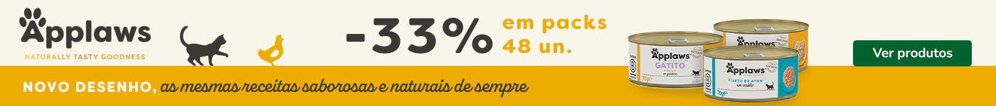 Applaws: 33% de desconto em packs de 48 unidades de alimento húmido para gato.