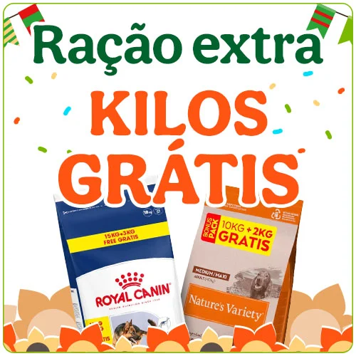 Ração para cães com quilos grátis.
