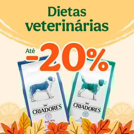 Dietas veterinárias: Até 20% de desconto em ração, snacks e húmidos para o seu cão. Dietas veterinárias: Até 20% de desconto em ração, snacks e húmidos para o seu cão.
