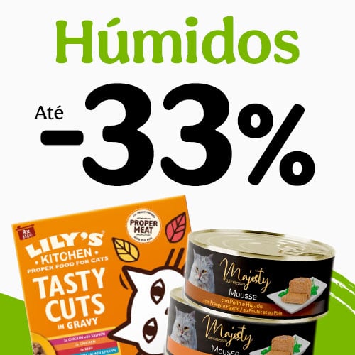 Até 33% de desconto em packs de alimento húmido.