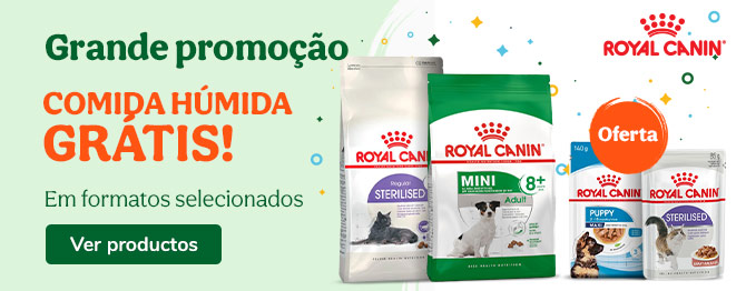 Até 6 un. de comida húmida em rações Royal Canin
