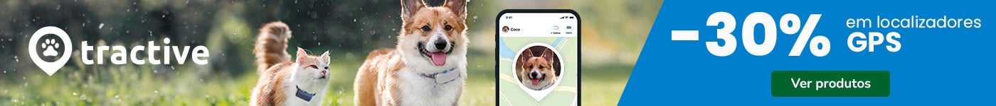 30% de desconto em localizadores GPS Tractive para cão e gato na Tiendanimal. Garanta a segurança do seu pet com esta tecnologia de localização inteligente.