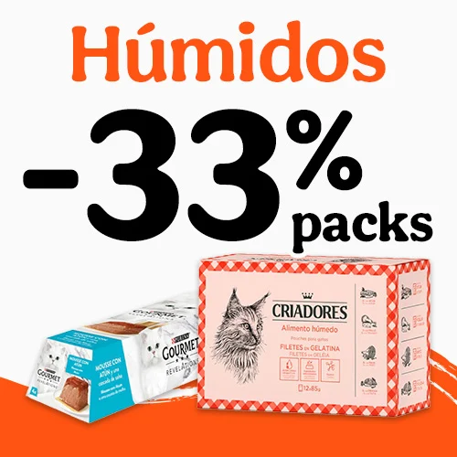 Até 33% de desconto em packs de alimento húmido.