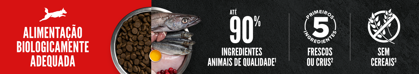 Orijen. Alimentação com ingredientes de qualidade, sem cereais e biologicamente adequada.