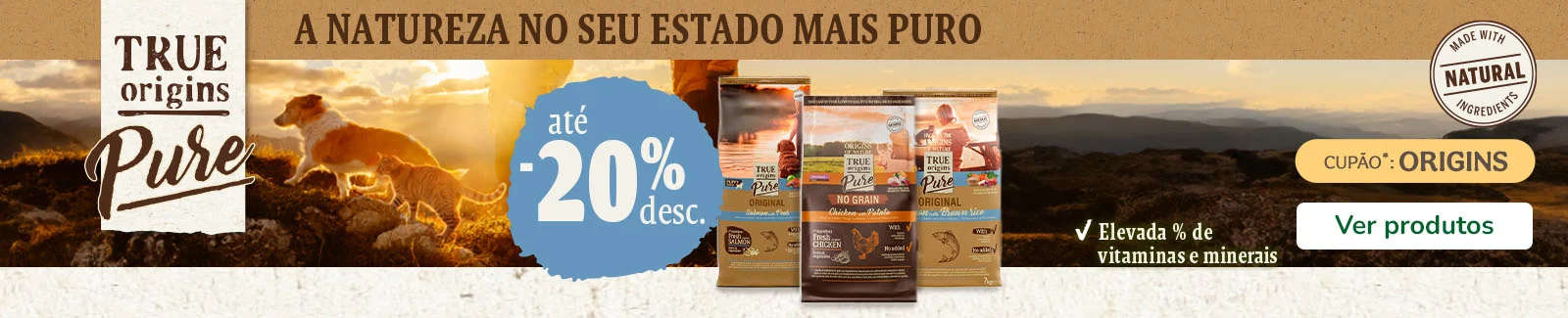 True Origins Pure: 10% de desconto em ra&ccedil;&atilde;o para o seu patudo.
