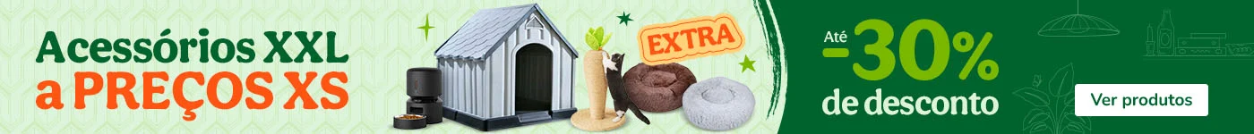 Até 30% de desconto numa seleção de acessórios para cão e gato.