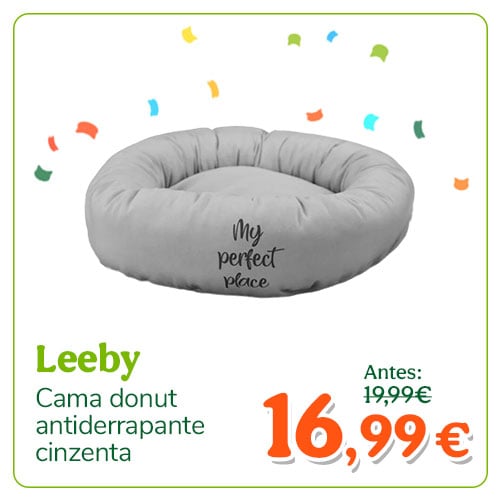 Leeby Cama Donut Antiderrapante Cinzenta para gatos