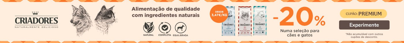 Experimente Criadores - alimentação natural com 20% desconto. Cupão: PREMIUM