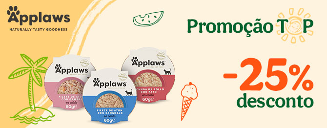 Promoção Applaws: 25% de desconto em comida húmida e snacks para gato.