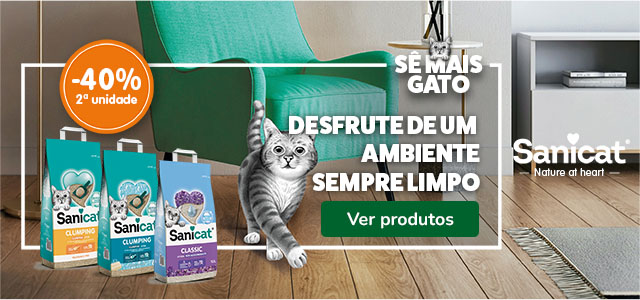 Sanicat: 40% de desconto na 2ª unidade de areia para gato.