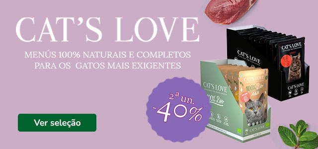 Cats Love: 40% de desconto na 2.ª unidade de alimento húmido para gatos.