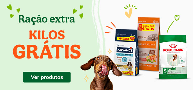 Ração para cães com quilos grátis.