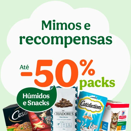 Mime o seu amigo com até 50% de desconto em packs 3x2 de snacks para cão e gato na Tiendanimal. Aproveite esta oferta para oferecer petiscos deliciosos ao seu pet!