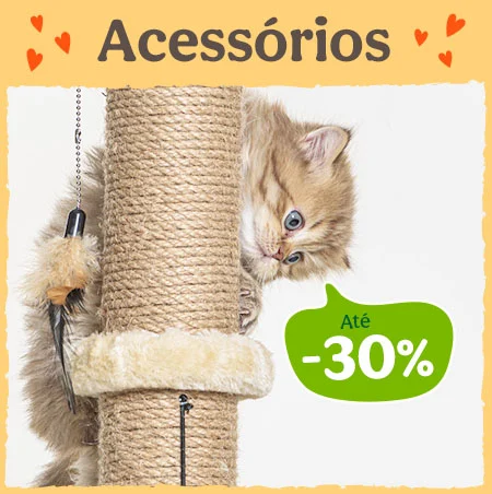 Até 30% de desconto em acessórios para gato.