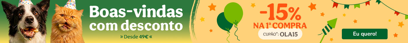 Promoção de boas-vindas! Se é novo na Tiendanimal, aproveite os melhores descontos
