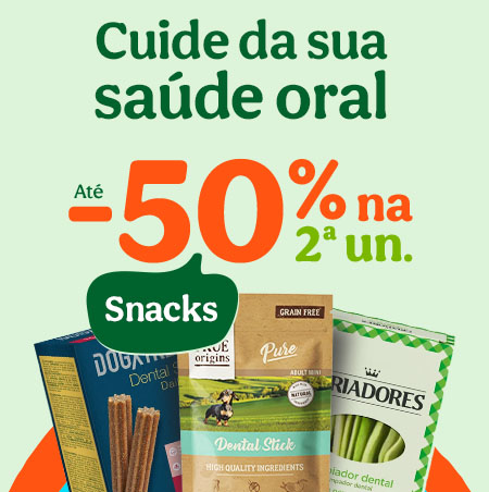 Cuide da saúde oral do seu patudo com 50% de desconto na segunda unidade. Promoção imperdível!