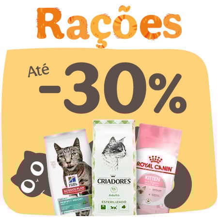 Ração para gatos com até 30% de desconto.