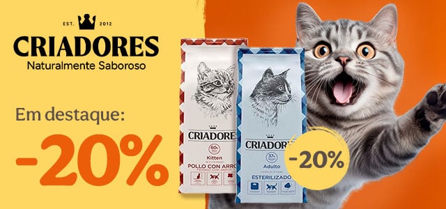 Criadores: Até 20% de desconto em ração para gato.