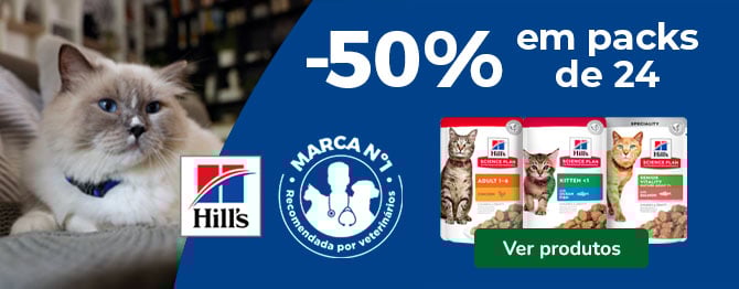 50% de desconto em pack de 24 unidades de comida húmida Hill's para gato na Tiendanimal. Ofereça ao seu felino uma alimentação saborosa e equilibrada com esta promoção.