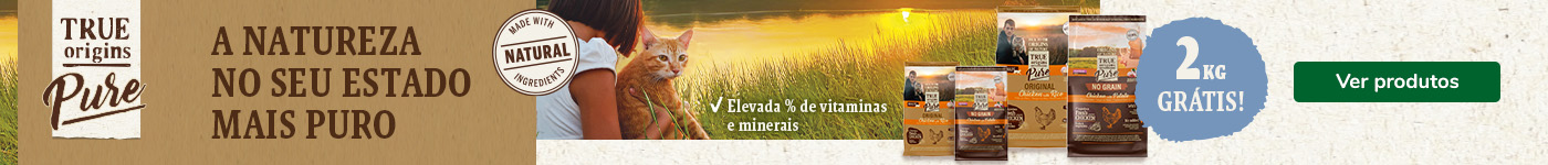 Promoção True Origins Pure para gatos: 7+2 kg grátis em ração seca selecionada.