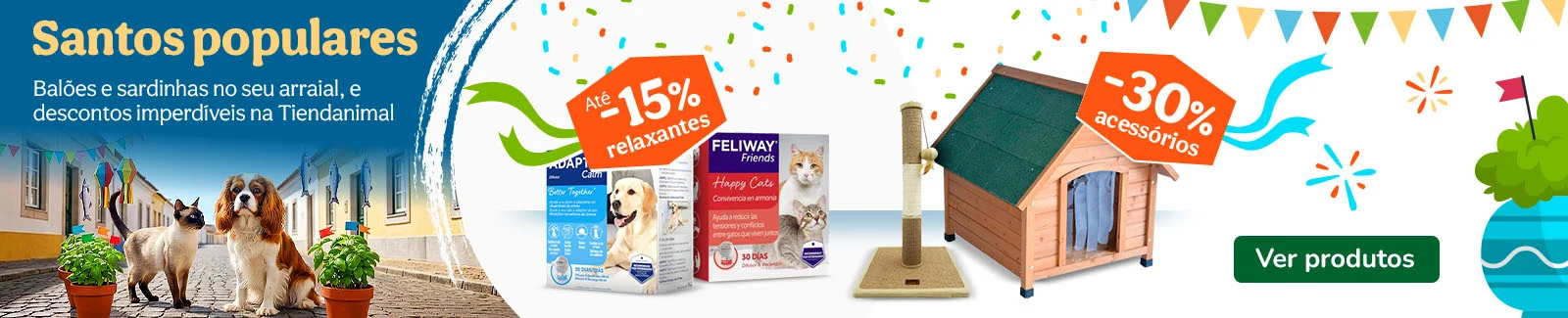 At&eacute; 30% de desconto numa sele&ccedil;&atilde;o de acess&oacute;rios e at&eacute; 15% de desconto numa sele&ccedil;&atilde;o de relaxantes para c&atilde;o e gato.