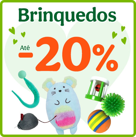 Até 20% de desconto em brinquedos para gato.