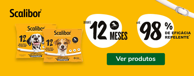 Coleira antiparasitária Scalibor para cão. Proteção duradoura contra mosquitos, pulgas e carraças.