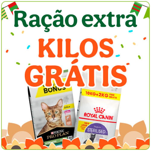 Ração para gatos com quilos grátis.