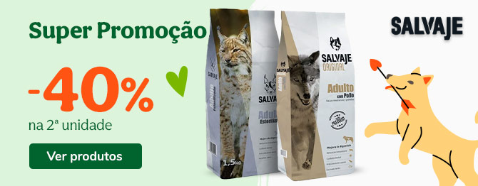 Promoção: ração Salvaje com -40% na 2ª un. para cães e gatos com o cupão SALVAJE