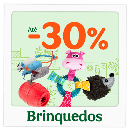 Até 30% de desconto em brinquedos para o seu patudo.