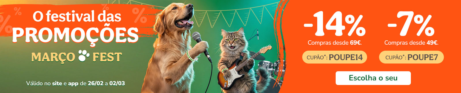 14% de desconto em compras desde 69&euro; com o cup&atilde;o POUPE14 ou 7% de desconto na sua compra desde 49&euro; com o cup&atilde;o POUPE7.