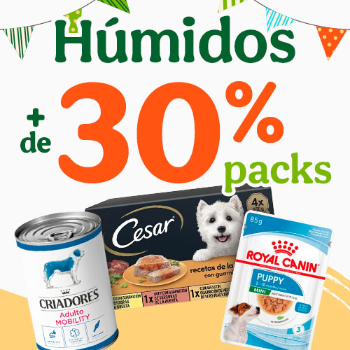 Mais de 30% de desconto em packs de comida húmida para cão.