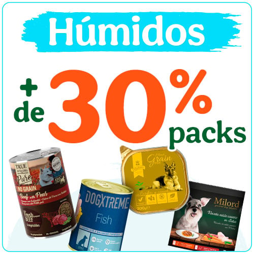 + de 30% de desconto na 2ª unidade em packs de alimento húmido para o seu cão.