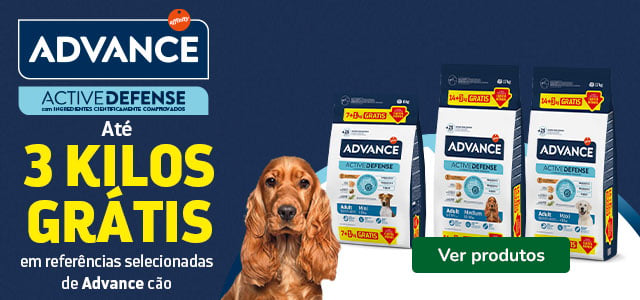 Advance: Até 3 kg grátis na compra de uma seleção de ração para cão.