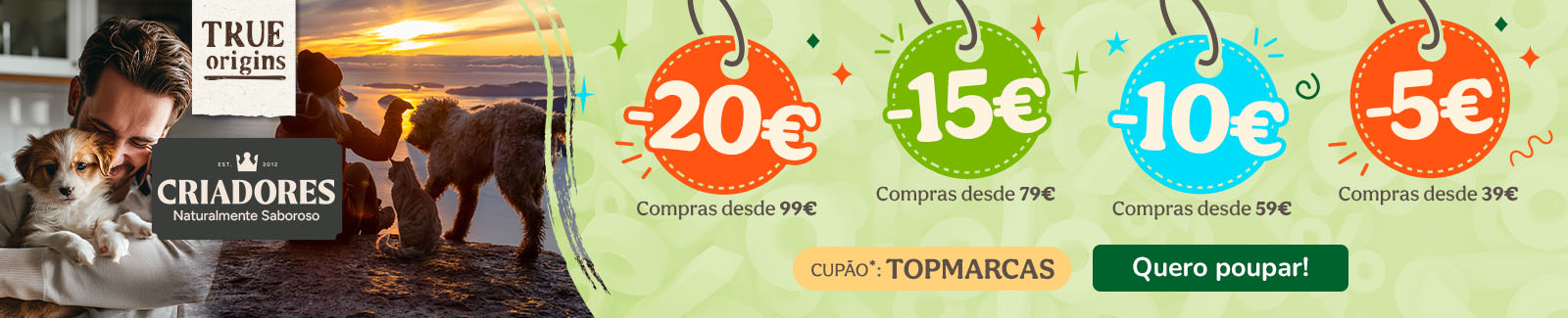 At&eacute; 20&euro; de desconto em Criadores e True Origins.