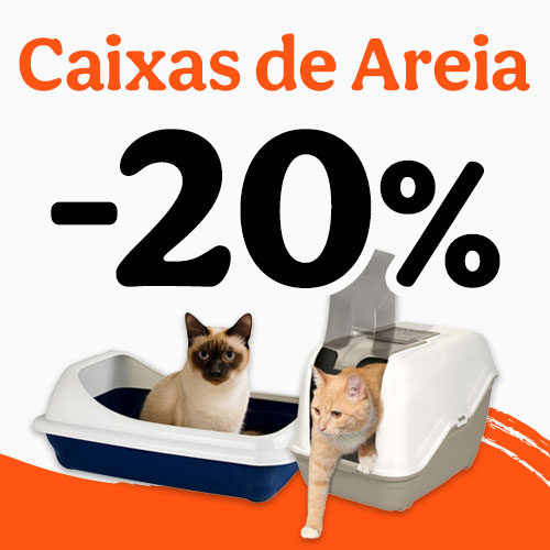 20% de desconto em caixas de areia para gato.