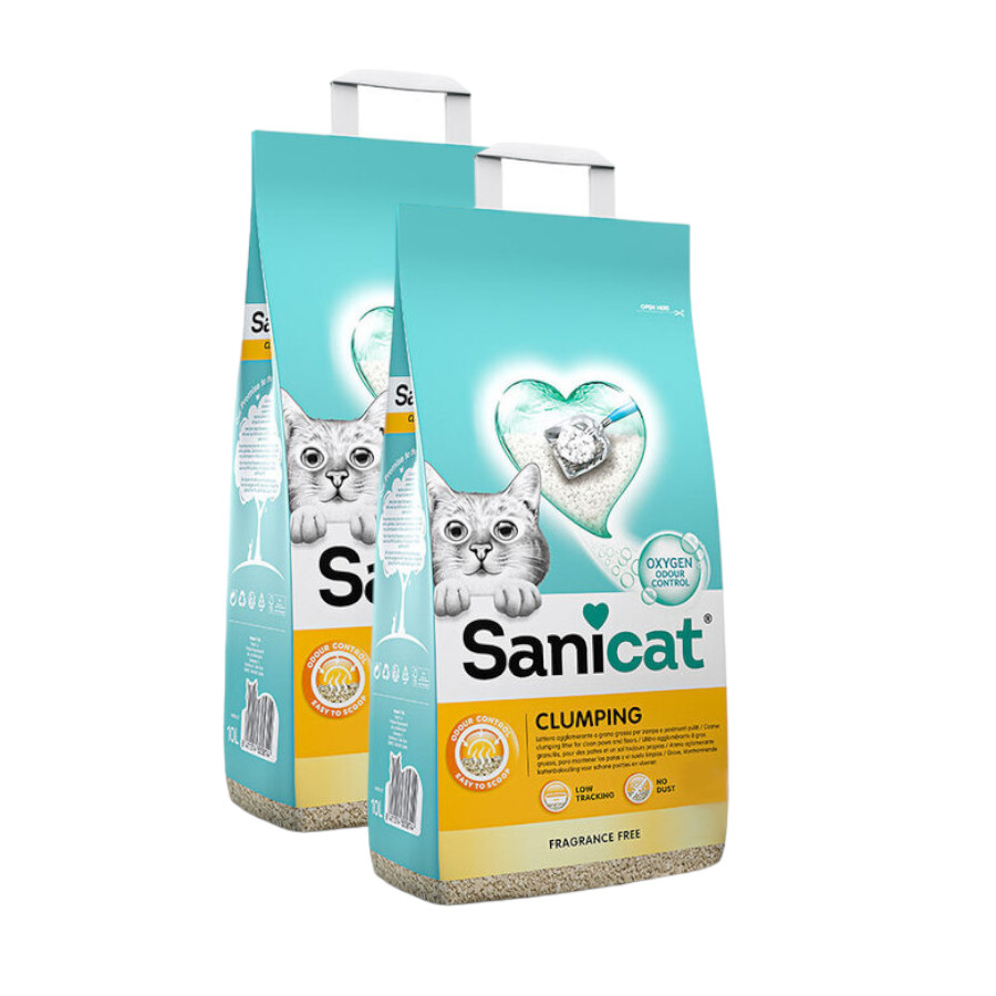 2 x 16 L Sanicat Cumpling Areia Aglomerante para gatos Pack poupança!
