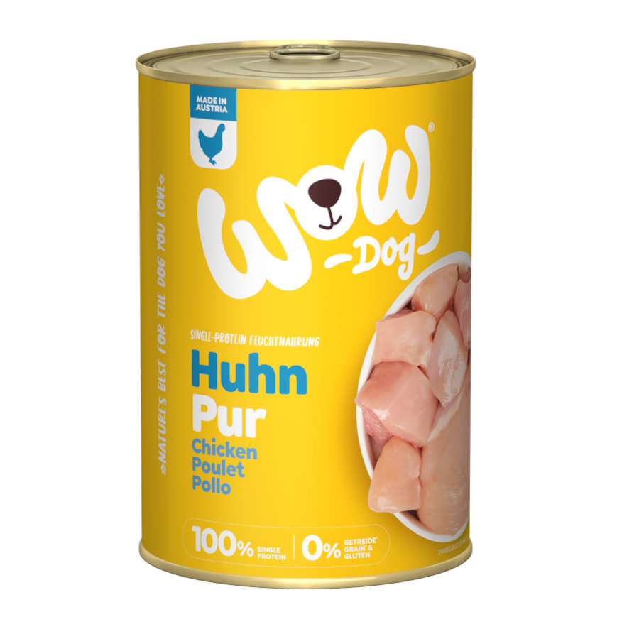 12 latas x 400 g Wow Food Pure Frango em lata para cães Pack poupança!